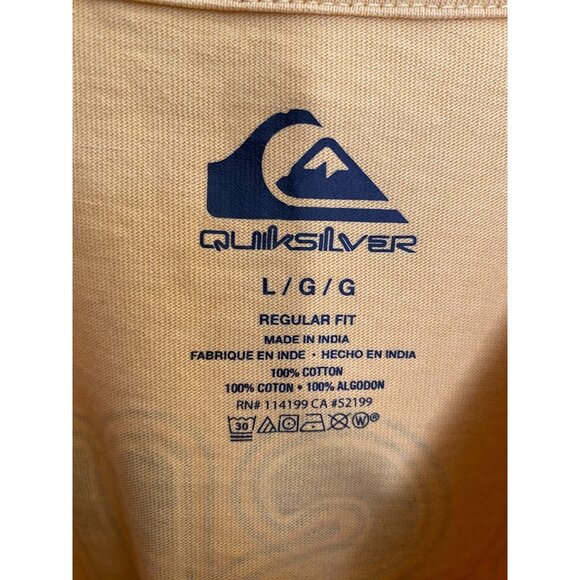 Quiksilver Mens Yellow Graphic T-Shirt Large Regular Fit Cotton Short Sleeve - Picture 4 of 6